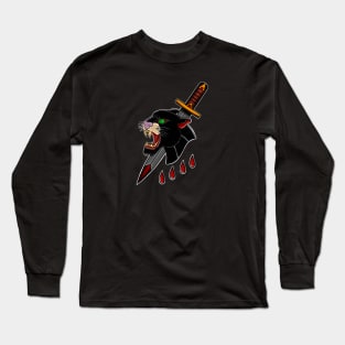 HomeSchoolTattoo Panther Head & Dagger Long Sleeve T-Shirt